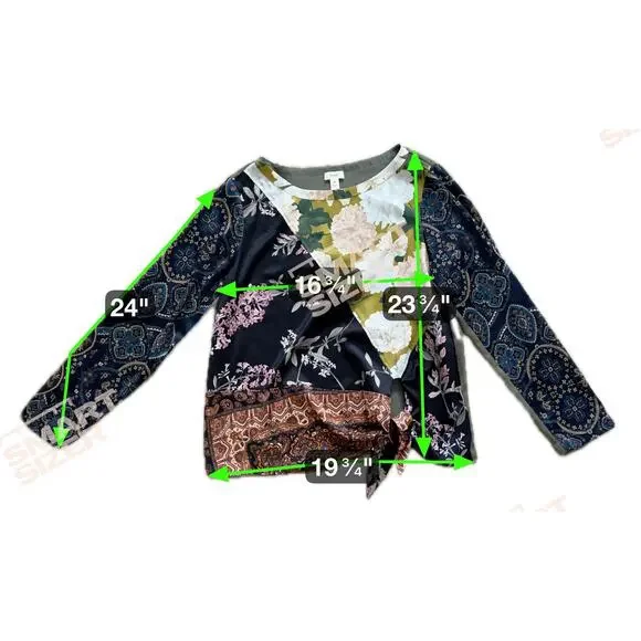 Anthropologie Tiny Mixed Media Blooms Tie Waist Women's Blouse Top Shirt Small - Picture 8 of 10